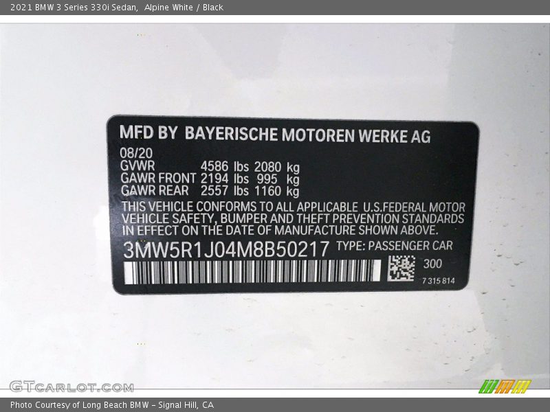 Alpine White / Black 2021 BMW 3 Series 330i Sedan