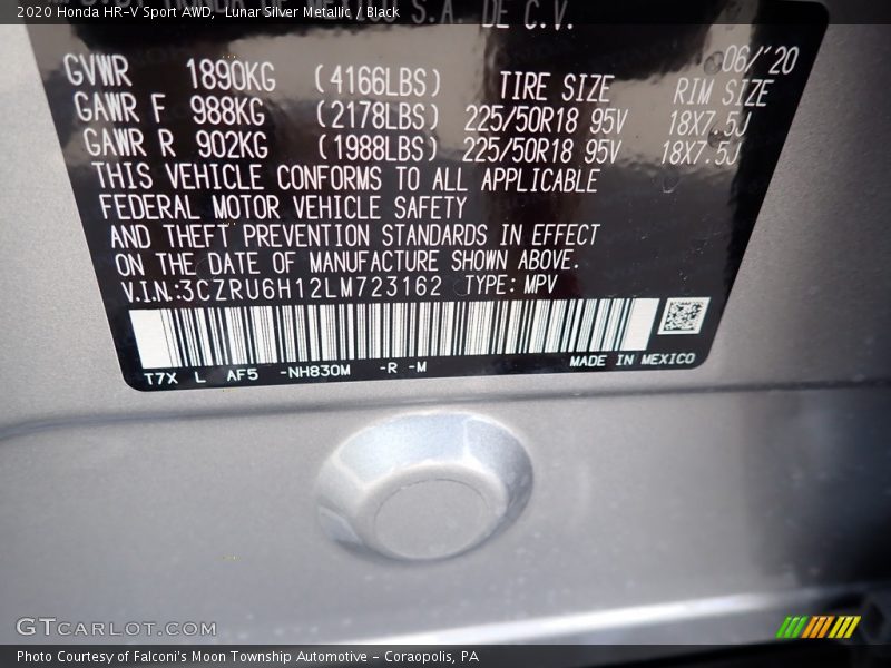 Lunar Silver Metallic / Black 2020 Honda HR-V Sport AWD