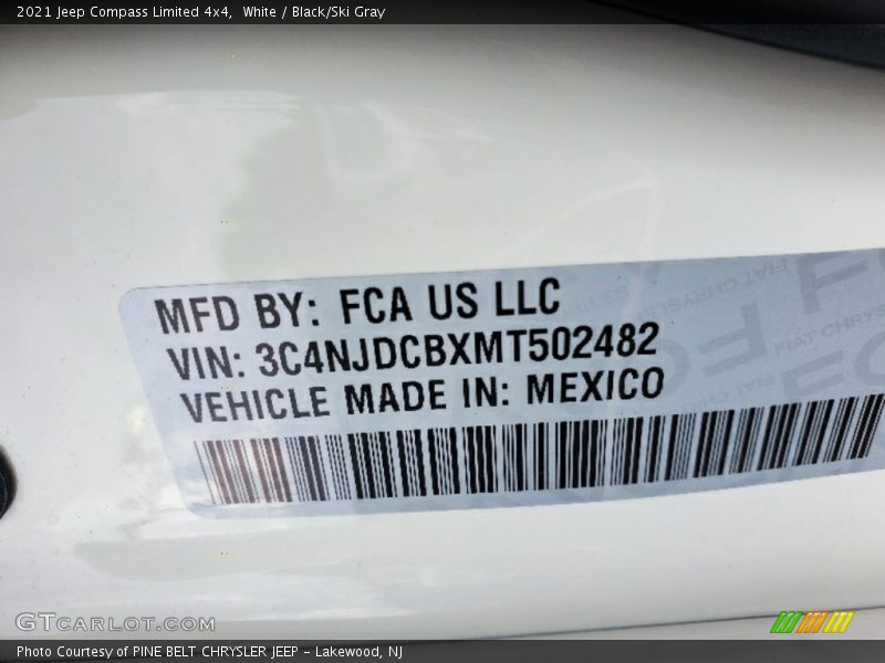 White / Black/Ski Gray 2021 Jeep Compass Limited 4x4