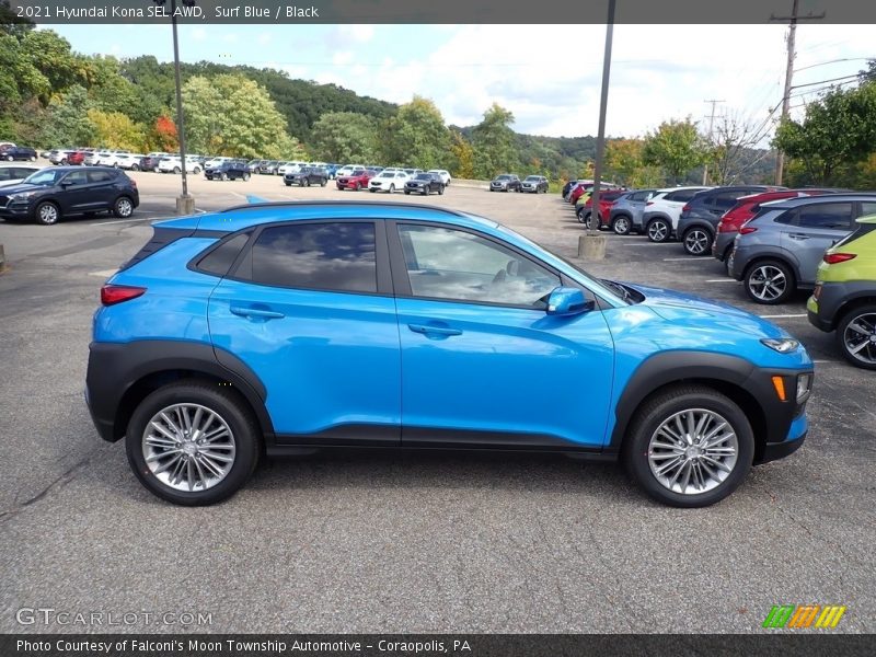 Surf Blue / Black 2021 Hyundai Kona SEL AWD