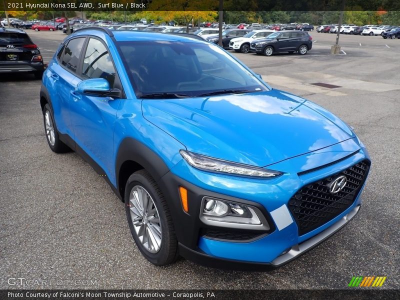 Surf Blue / Black 2021 Hyundai Kona SEL AWD