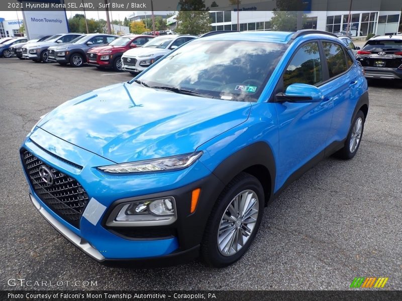 Surf Blue / Black 2021 Hyundai Kona SEL AWD