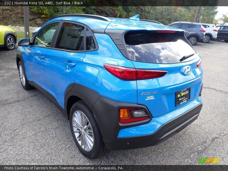 Surf Blue / Black 2021 Hyundai Kona SEL AWD