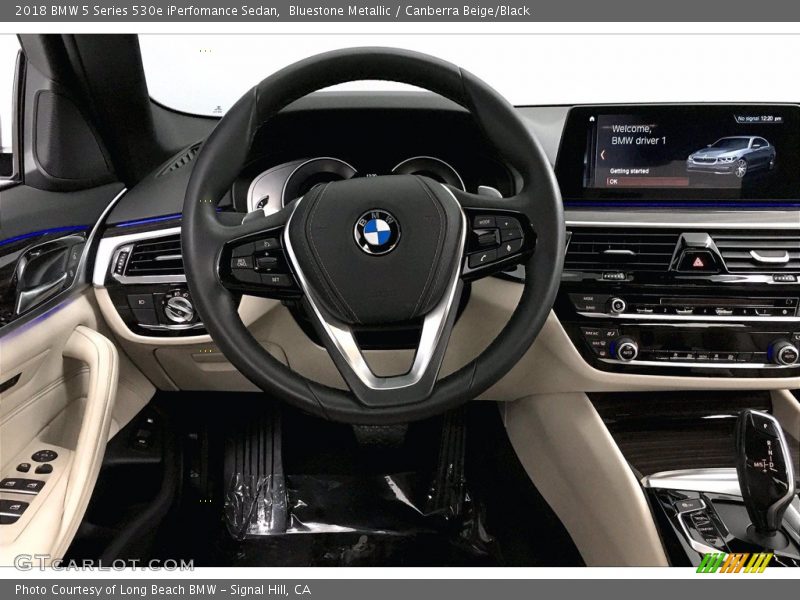 Bluestone Metallic / Canberra Beige/Black 2018 BMW 5 Series 530e iPerfomance Sedan