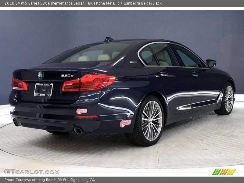 Bluestone Metallic / Canberra Beige/Black 2018 BMW 5 Series 530e iPerfomance Sedan