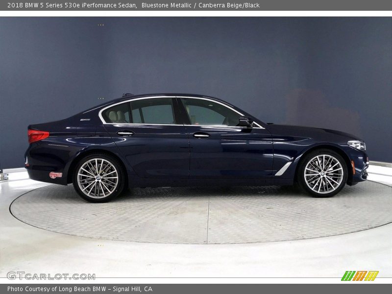 Bluestone Metallic / Canberra Beige/Black 2018 BMW 5 Series 530e iPerfomance Sedan