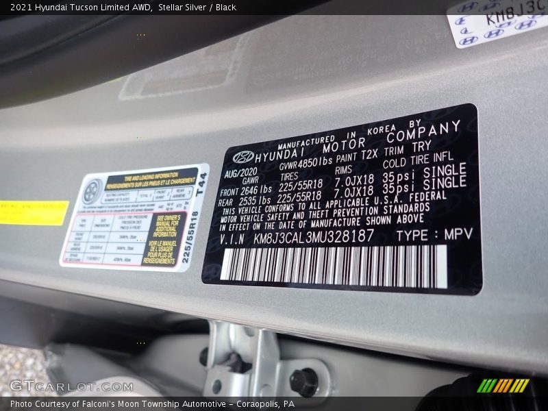 2021 Tucson Limited AWD Stellar Silver Color Code T2X