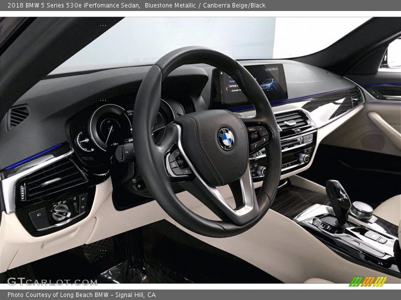 Bluestone Metallic / Canberra Beige/Black 2018 BMW 5 Series 530e iPerfomance Sedan