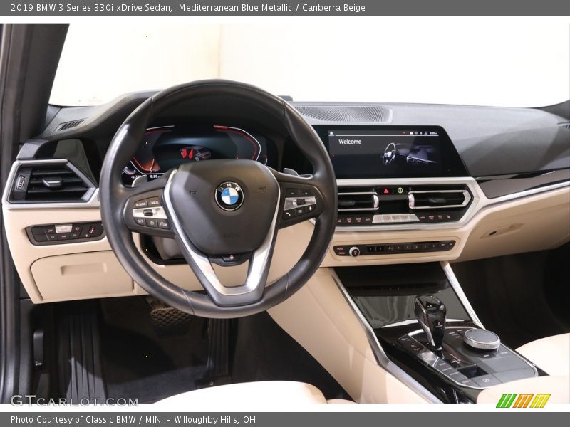 Mediterranean Blue Metallic / Canberra Beige 2019 BMW 3 Series 330i xDrive Sedan