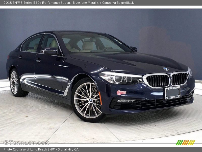 Bluestone Metallic / Canberra Beige/Black 2018 BMW 5 Series 530e iPerfomance Sedan