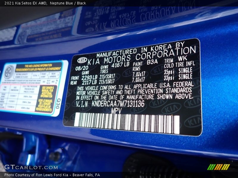 Neptune Blue / Black 2021 Kia Seltos EX AWD