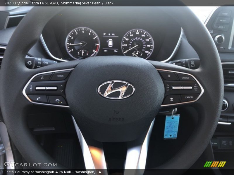 Shimmering Silver Pearl / Black 2020 Hyundai Santa Fe SE AWD