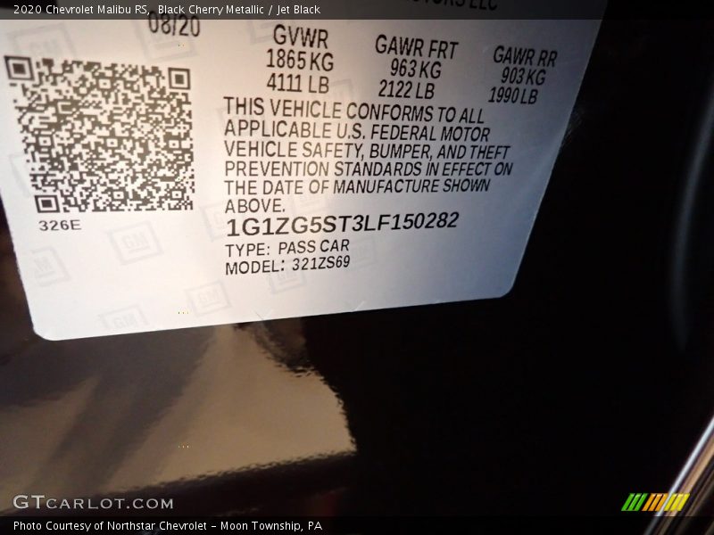 Black Cherry Metallic / Jet Black 2020 Chevrolet Malibu RS