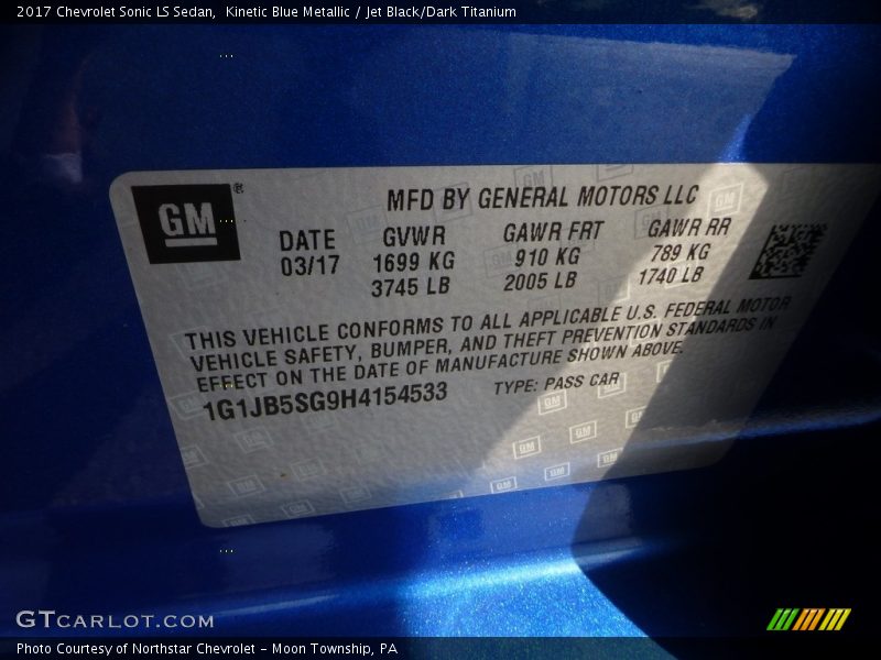 Kinetic Blue Metallic / Jet Black/Dark Titanium 2017 Chevrolet Sonic LS Sedan