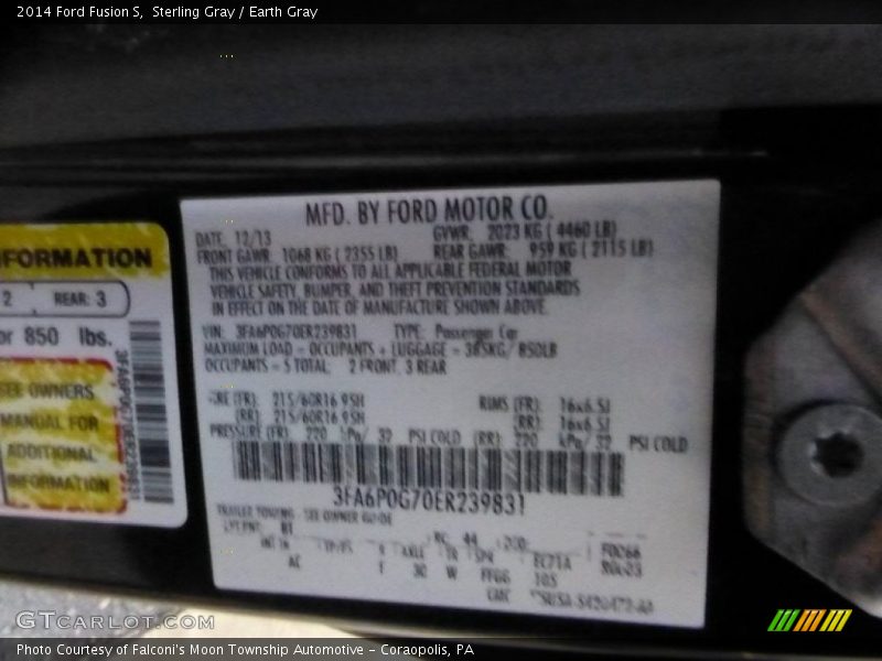 Sterling Gray / Earth Gray 2014 Ford Fusion S