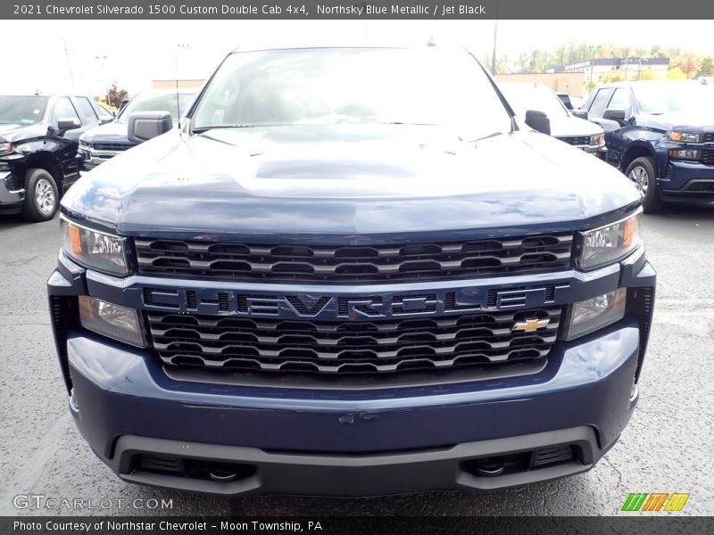 Northsky Blue Metallic / Jet Black 2021 Chevrolet Silverado 1500 Custom Double Cab 4x4