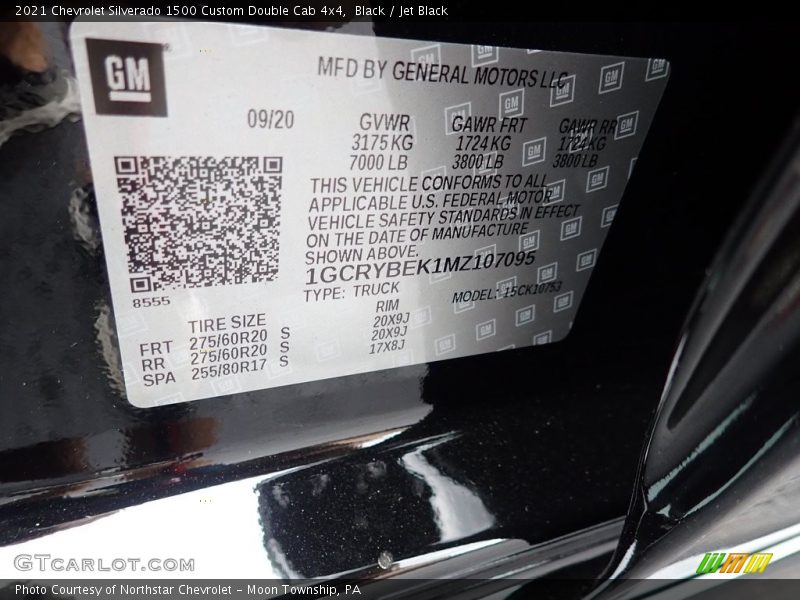 Black / Jet Black 2021 Chevrolet Silverado 1500 Custom Double Cab 4x4