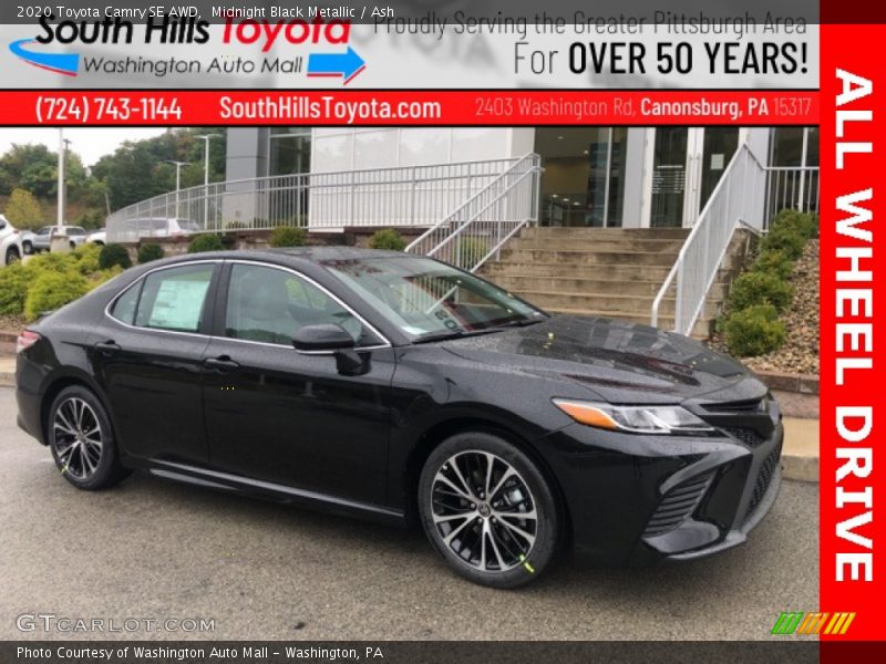 Midnight Black Metallic / Ash 2020 Toyota Camry SE AWD