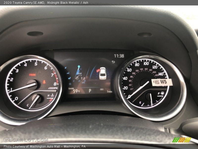 Midnight Black Metallic / Ash 2020 Toyota Camry SE AWD
