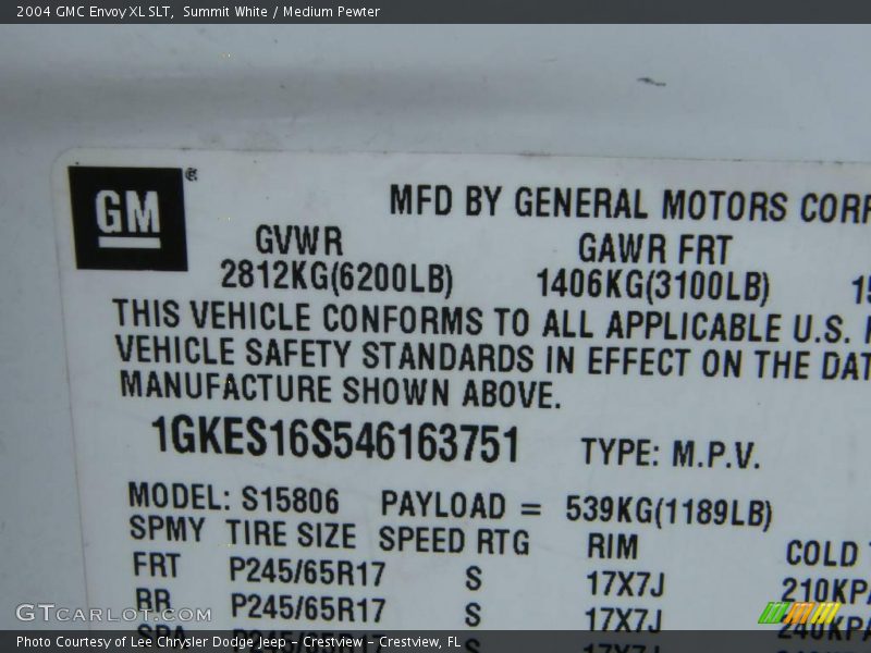 Summit White / Medium Pewter 2004 GMC Envoy XL SLT