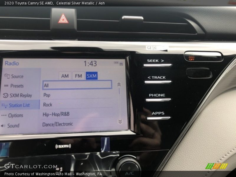 Celestial Silver Metallic / Ash 2020 Toyota Camry SE AWD