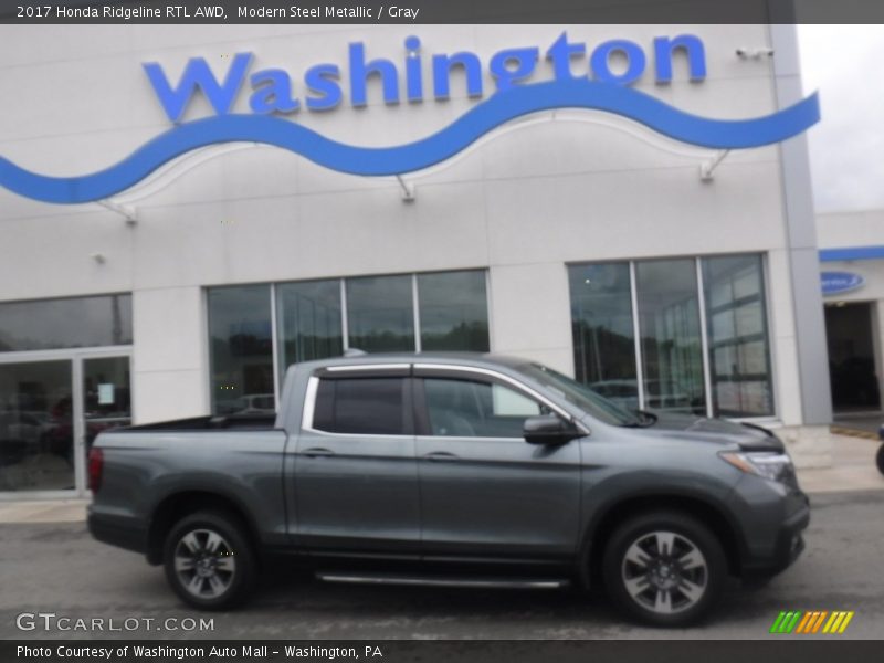 Modern Steel Metallic / Gray 2017 Honda Ridgeline RTL AWD