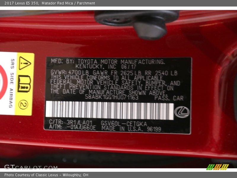 Matador Red Mica / Parchment 2017 Lexus ES 350