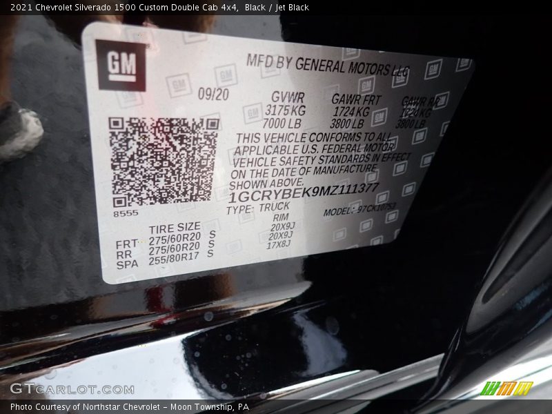 Black / Jet Black 2021 Chevrolet Silverado 1500 Custom Double Cab 4x4