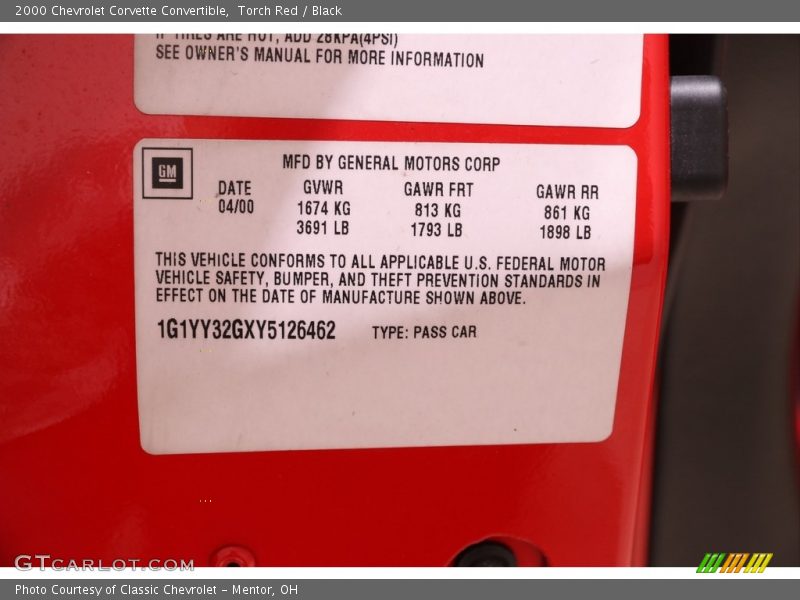 Torch Red / Black 2000 Chevrolet Corvette Convertible