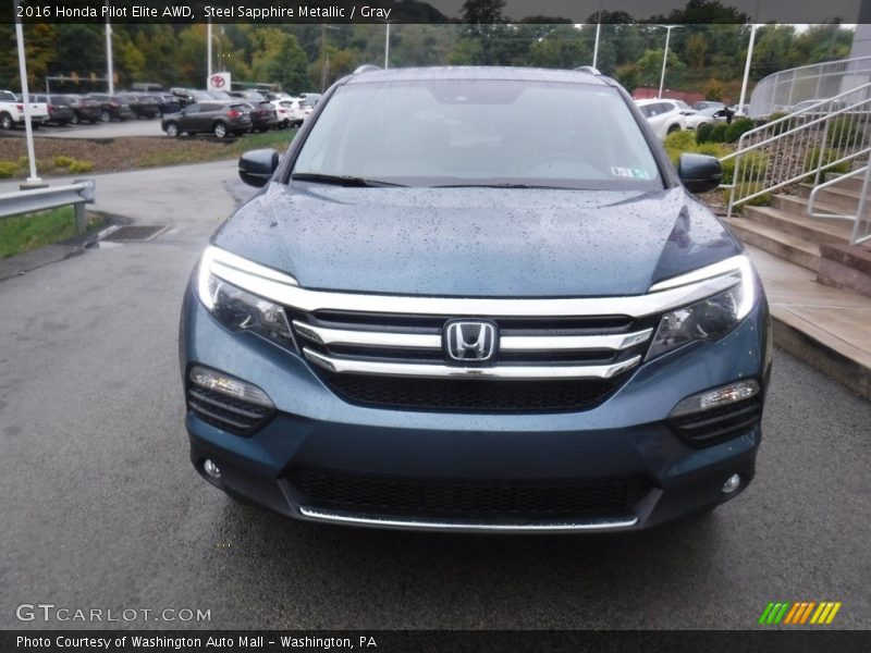 Steel Sapphire Metallic / Gray 2016 Honda Pilot Elite AWD