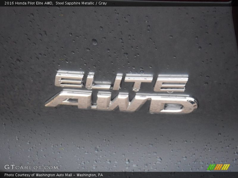 Steel Sapphire Metallic / Gray 2016 Honda Pilot Elite AWD