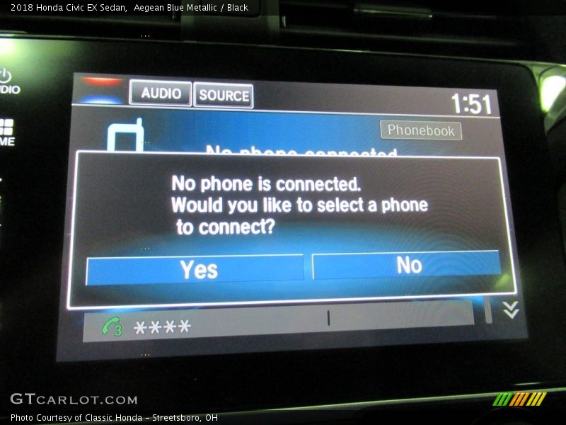 Aegean Blue Metallic / Black 2018 Honda Civic EX Sedan