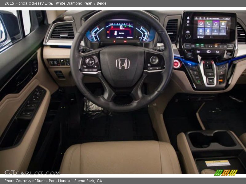 White Diamond Pearl / Beige 2019 Honda Odyssey Elite