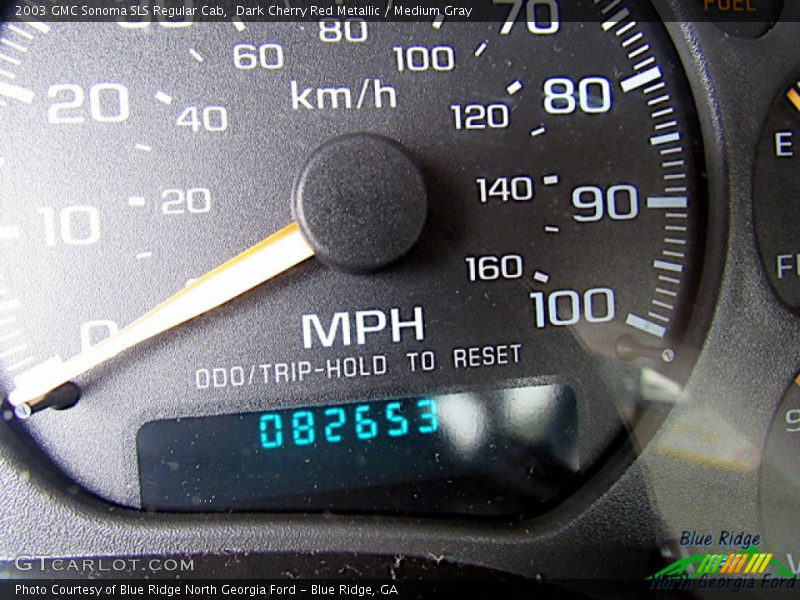 Dark Cherry Red Metallic / Medium Gray 2003 GMC Sonoma SLS Regular Cab