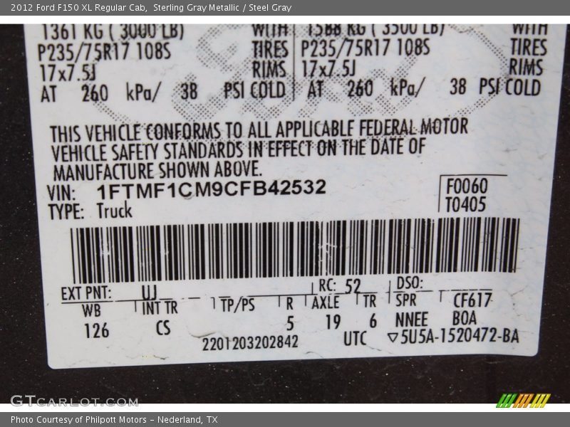 Sterling Gray Metallic / Steel Gray 2012 Ford F150 XL Regular Cab
