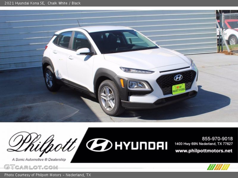 Chalk White / Black 2021 Hyundai Kona SE