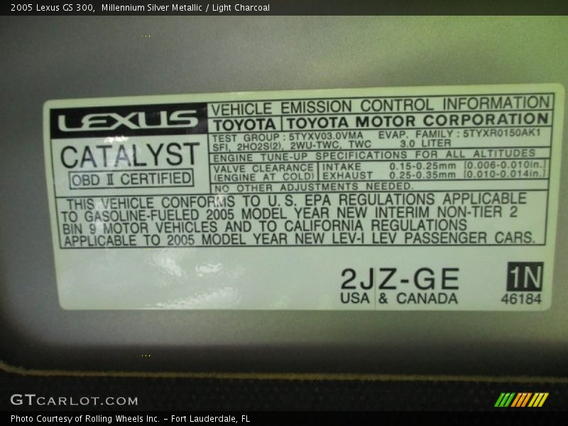 Millennium Silver Metallic / Light Charcoal 2005 Lexus GS 300
