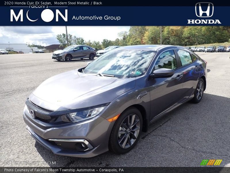 Modern Steel Metallic / Black 2020 Honda Civic EX Sedan