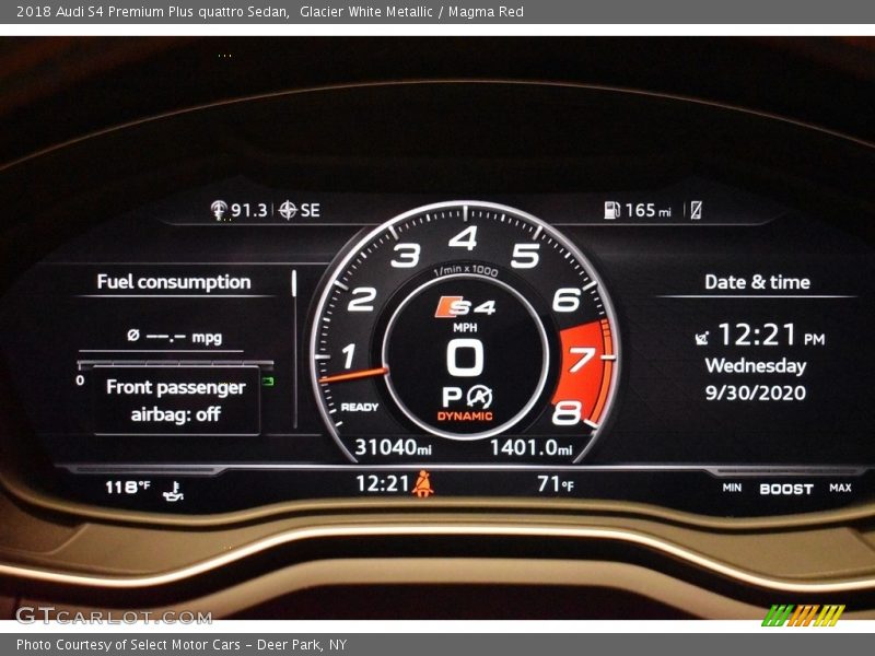 Glacier White Metallic / Magma Red 2018 Audi S4 Premium Plus quattro Sedan