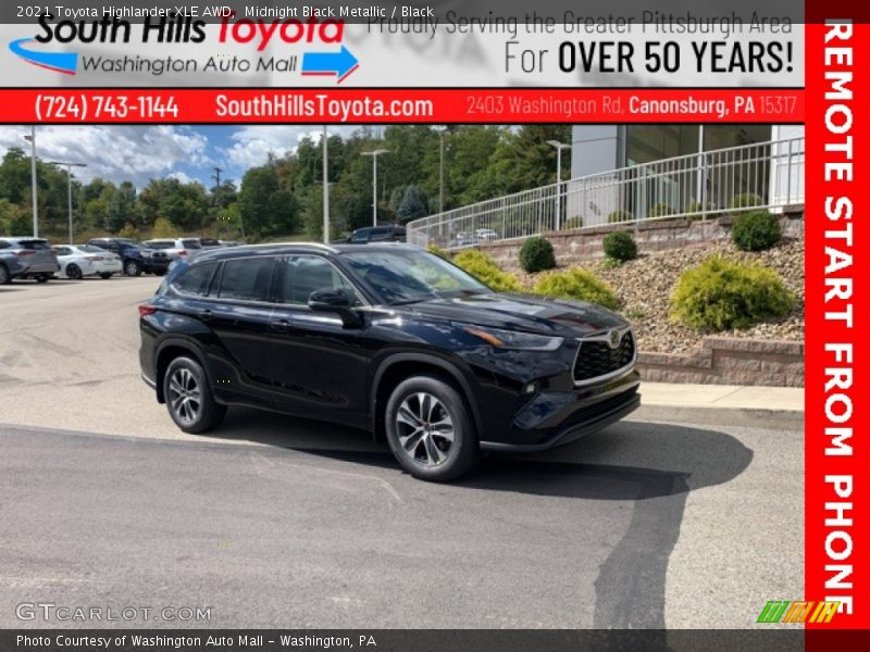 Midnight Black Metallic / Black 2021 Toyota Highlander XLE AWD