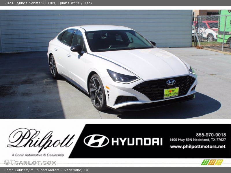 Quartz White / Black 2021 Hyundai Sonata SEL Plus