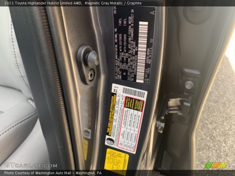 2021 Highlander Hybrid Limited AWD Magnetic Gray Metallic Color Code 1G3