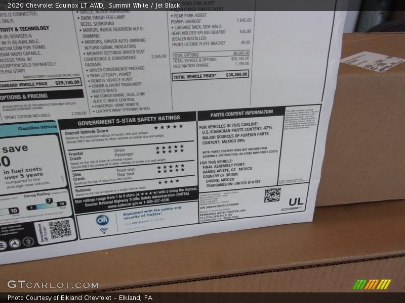 Summit White / Jet Black 2020 Chevrolet Equinox LT AWD