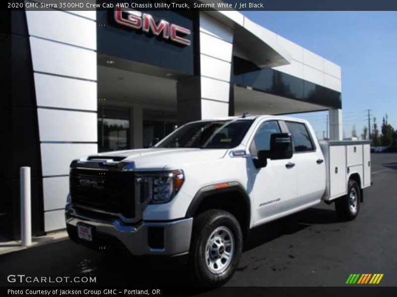 Summit White / Jet Black 2020 GMC Sierra 3500HD Crew Cab 4WD Chassis Utility Truck