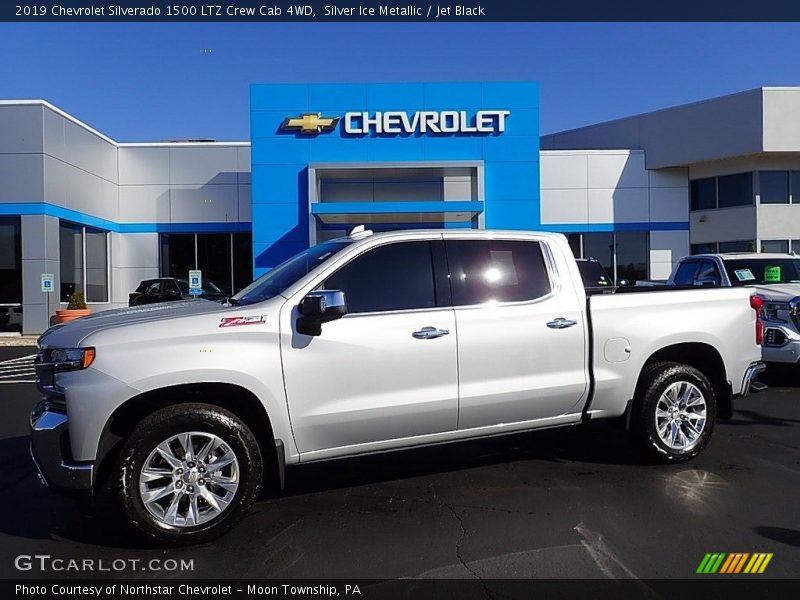 Silver Ice Metallic / Jet Black 2019 Chevrolet Silverado 1500 LTZ Crew Cab 4WD