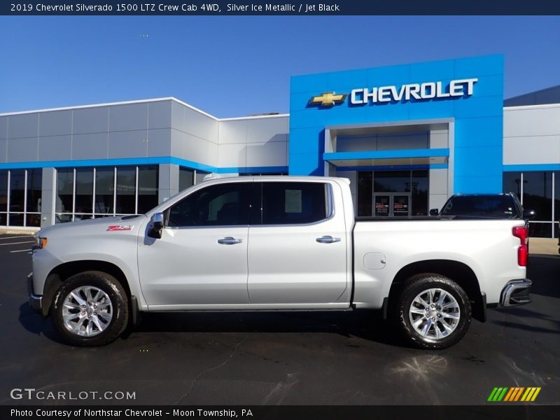 Silver Ice Metallic / Jet Black 2019 Chevrolet Silverado 1500 LTZ Crew Cab 4WD