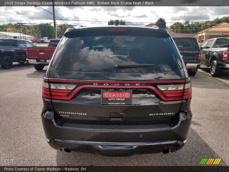Brilliant Black Crystal Pearl / Black 2016 Dodge Durango Citadel Anodized Platinum AWD