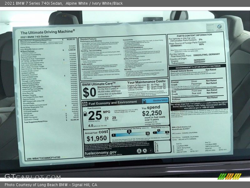 Alpine White / Ivory White/Black 2021 BMW 7 Series 740i Sedan