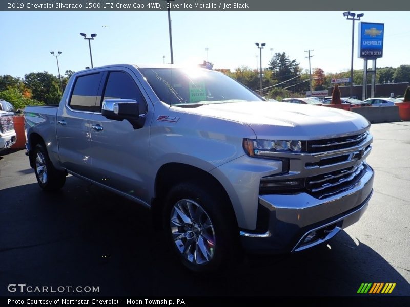 Silver Ice Metallic / Jet Black 2019 Chevrolet Silverado 1500 LTZ Crew Cab 4WD