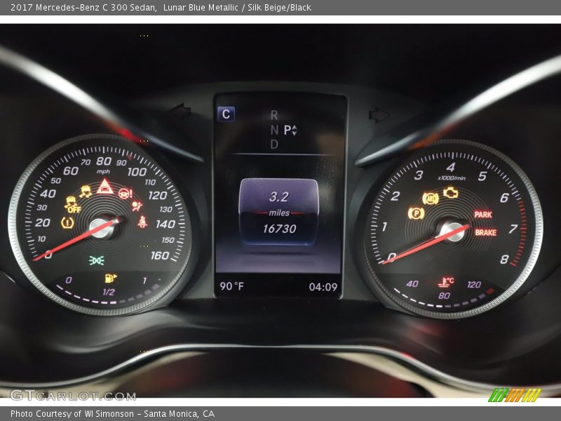 Lunar Blue Metallic / Silk Beige/Black 2017 Mercedes-Benz C 300 Sedan